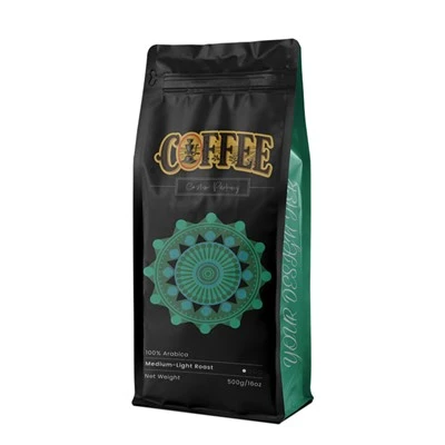 ถุงกาแฟกระดาษคราฟท์ด้านล่างแบนพร้อมวาล์ว